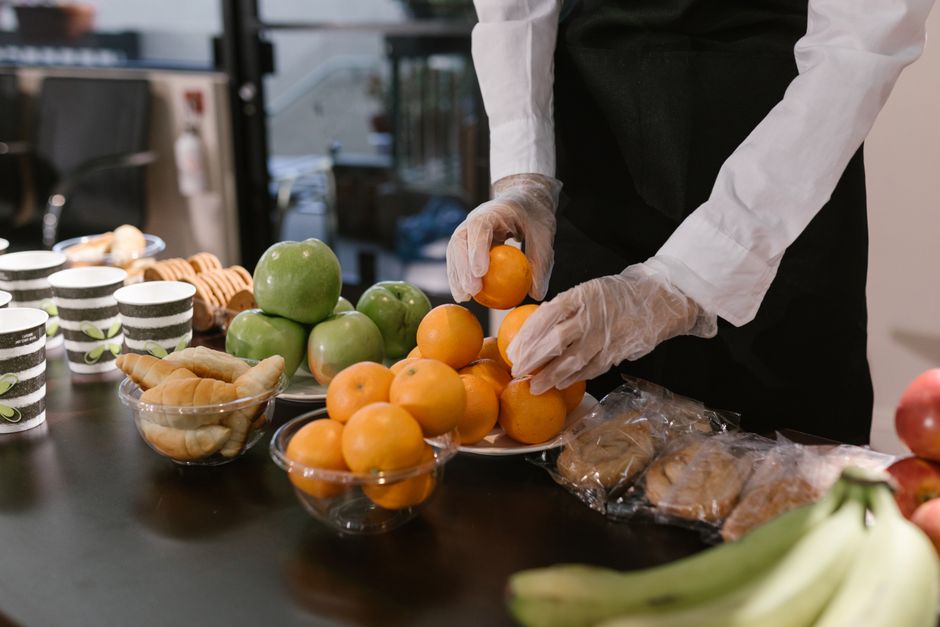 Professional catering service with carefully prepared food and presentation